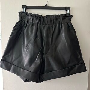 Abercrombie & Fitch Black High Waist Faux Leather Shorts